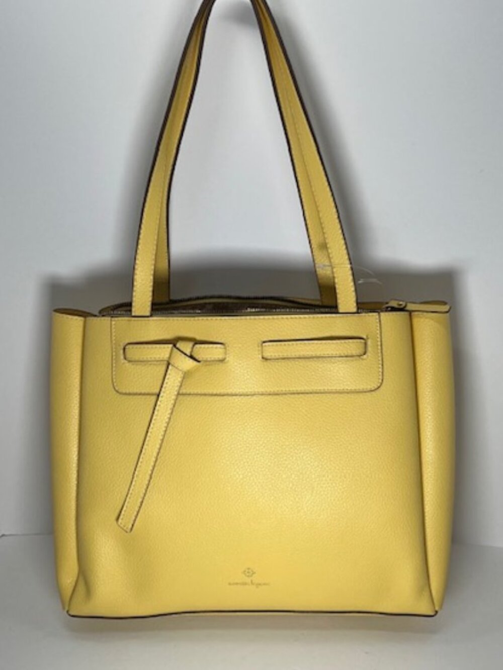 Nanette Lepore Womens Arris Yellow Leather Triple Section Tote Handbag NWOT
